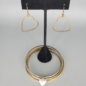 Heart Earrings and Bangle Set